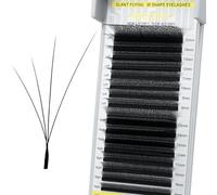 SEEDEW 4D Tilt Spire Extensiones Pestañas, Rizo D 0,07mm MIX8-15mm 16 Filas/Bandeja, Slant Flying Zorro/Gato Injerto Pestañas para Artistas, Salón Belleza(XF4D-Negro-0,07-D-MIX8-15mm)