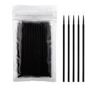 SEEDEW 50 Piezas Micro Hisopos, 10 cm Hisopos de Algodón, Herramientas para Pestañas y Rímel, Multifuncionales Plástico Cepillos de Microfibra para Retirar y Limpiar (Empaque Simple) (Negro)