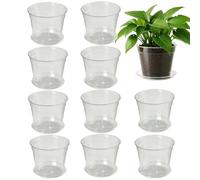Seedling Pots - Flower Pots with Saucers | Indoor Potted Plants | 10-Piece Reusable Transparent Pot with Drainage Holes, for Money Tree Succulents Hydroponic