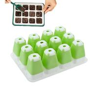 Seedling Starter Trays - 12-Cell Silicone Grow Kit, Gardening Plant Germination Tray with Flexible Non Stick Design, Indoor and Outdoor Planting for Men Women Beginners, Home Apartment Garden Balcony