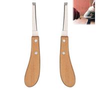 Seefey 2 cuchillas para caballos, diestros y zurdos, rascador de pezuña, 21,3 cm, raspador de pezuña pequeña para caballos con mango de madera para bovinos y caballos