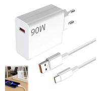 Seefey - Cargador rápido de 90 W con 6 A, cable USB C 1,5 m, cargador de carga rápida para Xiaomi 15 Ultra 14T 14 13T 13 Ultra Pad 7 POCO X7 Pro X6 M7 F7 F6 F5 F4 Redmi Note 14 13 12 11 Pro
