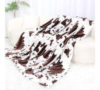 SEEGU Manta con Estampado de Vaca marrón, Manta de Forro Polar de Franela Suave, cálida y Ligera, para Padre, Madre, papá, mamá, Hija, Amigos, Familiares, Parejas, Mascotas, niños y niñas, tamaño