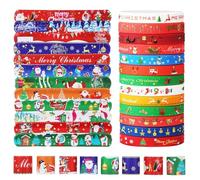 Seeiuua 48 piezas de recuerdos de fiesta de Navidad, pulseras de goma para Halloween, suministros de fiesta, decoración, bolsas, regalos, bolsas de regalo. (Navidad)