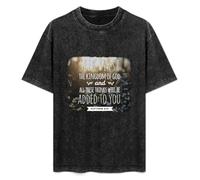 Seek First Kingdom of God Mattew 6:33 Bible Scripture Verse Psalm Mens T-Shirt Black Unisex tee L