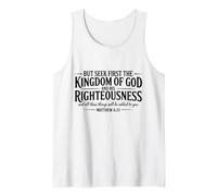 Seek First The Kingdom of God Christian Bible Versículo Cita Camiseta sin Mangas