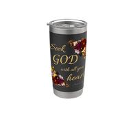 S OD with All Your Heart - Christian Faith Women Flowers Vaso térmico de acero inoxidable de doble pared
