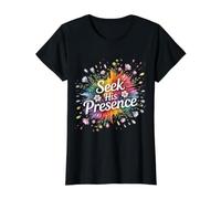 Seek His Presence Fe de inspiración Cristiana - Camiseta gráfica económica, Mujer, Negro, L