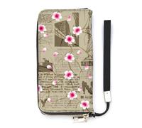 SEEKJOYS Cartera de piel para mujer, estilo retro, con correa para la muñeca, cartera larga para mujer, New York Retro Blossom, 20x10.5cm