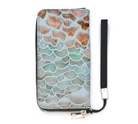 SEEKJOYS Cartera para mujer con bandera de Estados Unidos y girasol, cartera de cuero elegante con correa para la muñeca, bolso largo para mujer, mar, 20x10.5cm