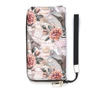 SEEKJOYS Cartera para mujer, diseño de atardecer, cielo nublado, tarjetero, elegante, con correa para la muñeca, bolso largo para mujer, Flor vintage de la Torre Eiffel de París, 20x10.5cm