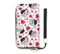 SEEKJOYS Cartera para mujer, diseño de bosque y ciervo, cartera grande para mujer, tarjetero, elegante cartera con correa para la muñeca, monedero largo para tarjetas, monedas, Perros y corazones,