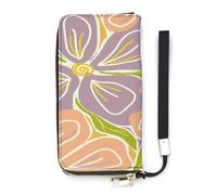 SEEKJOYS Cartera para mujer, diseño de flores, color azul al azar, tarjetero, elegante cartera con correa para la muñeca, bolso largo para mujer, Diseño artístico de líneas y flores, 20x10.5cm