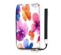 SEEKJOYS Cartera para mujer, diseño de flores, color azul al azar, tarjetero, elegante cartera con correa para la muñeca, bolso largo para mujer, Mariposas y flores, 20x10.5cm