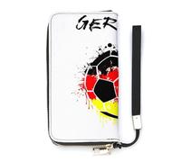 SEEKJOYS Cartera para mujer, diseño de frutas tropicales, plátano, tarjetero, elegante, con correa para la muñeca, bolso largo para mujer, Balón de fútbol con bandera de Alemania, 20x10.5cm