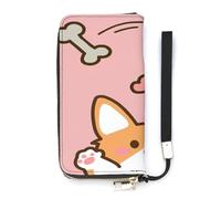 SEEKJOYS Cartera para mujer, diseño de oso koala durmiendo, grande, tarjetero, elegante, con correa para la muñeca, monedero largo para tarjetas, monedas, Lindo Corgi Love, 20x10.5cm