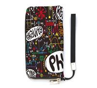 SEEKJOYS Cartera para mujer, diseño de palmeras bajo el atardecer, cartera de piel elegante con correa para la muñeca, bolso largo para mujer, Matemáticas Físicas Educación Educativa, 20x10.5cm