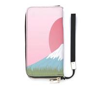 SEEKJOYS Cartera para mujer, diseño de retrato de mujer africana, tarjetero, elegante, con correa para la muñeca, bolso largo para mujer, Red Sun and Mount Fuji, 20x10.5cm