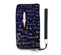 SEEKJOYS Cartera para mujer, diseño de textura poligonal, tarjetero, elegante cartera con correa para la muñeca, bolso largo para mujer para niñas y mujeres, Fórmula matemática, 20x10.5cm