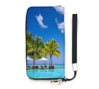 SEEKJOYS Cartera para mujer, diseño de universo, estrella espacial, planeta, grande, para mujer, tarjetero, cartera elegante con correa para la muñeca, monedero largo para tarjetas, monedas, Paisaje