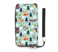 SEEKJOYS Cartera para mujer, para playa, yoga, grande, con tarjetero, elegante, con correa para la muñeca, monedero largo para mujer, para tarjetas, monedas, oso, ciervo, mapache, zorro, conejo, búho,