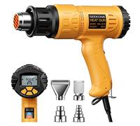 SEEKONE Pistola de Calor Profesional 2000W 50℃-600℃ con Pantalla LCD Digital Grande, Pistola de Aire Caliente Temperatura Variable con Memoria de Encendido, ℃-℉, Función de Retardo de Apagado