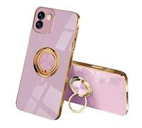 SEEKOO - Carcasa para Samsung Galaxy A03, ultra fina, elegante, de silicona flexible, galvanizada, diseño de carcasa brillante a prueba de golpes, TPU de gel con 360 grados, rotación anillo, morado