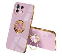 SEEKOO - Carcasa para Xiaomi 11 Lite 5G NE/Xiaomi Mi 11 Lite, Ultra Fina, Elegante, de Silicona Flexible, galvanizada, diseño de Carcasa antigolpes, TPU de Gel con 360 Grados, rotación Anillo, Morado