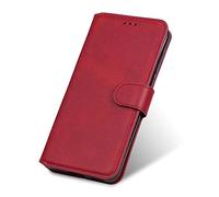 SEEKOO Cuero Funda para Realme C35 / Realme Narzo 50A Prime Billetera Estuche, Premium PU/TPU Flip Carcasa Ultrafino Cubierta Magnético, con Soporte/Tapa Tarjetas - Rojo