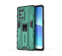 SEEKOO Funda para OPPO Reno 6 Pro 5G (Reno6 Pro 5G) Estuche, Carcasa de Antigolpes [Rugged Armour] Soporte Plegable Oculto Silicona TPU Bumper Anti-Caída Case - Verde