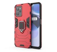 SEEKOO Funda para Realme C35 / Realme Narzo 50A Prime, Estuche con 360 Grados Anillo Soporte [Grado Militar Anti-Caída] Silicona Bumper Antigolpes Armor Carcasa - Rojo