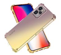 SEEKOO Funda para Realme C35 / Realme Narzo 50A Prime, Gradiente Vistoso Transparente Cristal TPU Carcasa Estuche, Antigolpes Case de Ultradelgado Suave Silicona Bumper, Negro/Oro