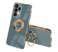 SEEKOO Funda para Samsung Galaxy A33 5G, 360° Anillo Soporte Galvanoplastia de Diseño Elegante Delgada Antigolpes TPU de Goma Suave Carcasa de Silicona Colorida, Gris