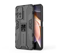 SEEKOO Funda para Xiaomi Redmi Note 11 Pro+ 5G (Note 11 Pro Plus) Estuche, Carcasa de Antigolpes [Rugged Armour] Soporte Plegable Oculto Silicona TPU Bumper Anti-Caída Case - Negro
