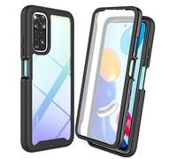 SEEKOO Transparente Funda para Xiaomi Redmi Note 11 4G / Redmi Note 11S 4G, [Protector de Pantalla Incorporado] Estuche Antigolpes Militar Caso PC + TPU Silicona Anti-caída Carcasa - Negro