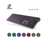 SeenDa Backlit Bluetooth Keyboard Multi-Device Rechargeable Keyboard Wireless Compatible for Laptop Tablet iPad