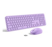 seenda - Combo de teclado y mouse púrpura inalámbrico de tamaño completo de 2.4 GHz, silencioso, USB, teclado y mouse inalámbricos para Windows, laptop, PC (morado)