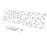 seenda SK73-3 - Teclado y mouse inalámbricos, receptor USB y tipo C 2 en 1, combo de teclado inalámbrico blanco de tamaño completo, compatible con Windows, MacBook Pro/Air, portátil, escritorio, PC