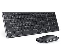 seenda SKM64-2 Teclado y mouse Bluetooth para Mac, teclado inalámbrico delgado y recargable multidispositivo, de acero inoxidable, tamaño completo, compatible con MacBook Pro/Air, iPad, Mac, gris