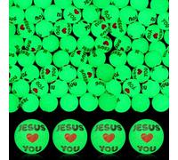 Seenelling 60 bolas cristianas que brillan en la oscuridad para Pascua, Jesús te amo, bolas de goma de alto rebote, regalos de fiesta cristiana, regalos religiosos para el aula