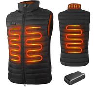 seenlast Chaleco Calefactable Hombre Mujer con Batería 10000mAh, 4 Zonas Calefactables 3 Niveles Temperatura Ajustables, Lavable, Chaleco Térmico Sin Mangas Ligera de Invierno para Exteriores