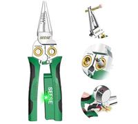 SEESE 8 en 1 - Separador de alambre para cortar y tirar de cables, tijeras de cable, alicates de probador de voltaje, 12 V a 250 V en vivo, nulo, Hot Wire Judgment AC DC, alarmas LED audibles y