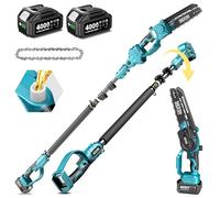 SEESII 2-en-1 8 Pulgadas Motosierra de Pértiga Inalámbrica＆Mini Motosierra | Motosierra eléctrica sin Escobillas con Pértiga Telescópica, Extensible hasta 15 Pies para Poda Árboles