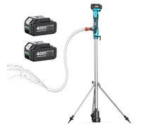 SEESII Bomba de Trasvase de Agua Tipo Barra Inalámbrica con Trípode, manos libres, portátil, 2725 l/h & 2 baterías, 10 m altura para drenaje de piscinas, sentinas de barcos, riego de jardín