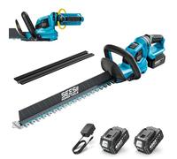 SEESII Cortasetos a Batería 20V, Cuchilla Doble de 56 cm, 2 Baterías 4,0Ah | Recogedor de Ramas, Corte 18 mm, 3000 SPM, Mango Giratorio 180°, Interruptor de Seguridad, Diseño Compacto de Mano, 2,7 kg