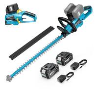 SEESII Cortasetos a Batería 40V, Cuchillas 61 cm, Corte 27 mm, Brushless | 2 Baterías 4,0 Ah, 3100 SPM, Motor Sin Escobillas 26000 RPM, Mango Giratorio 180°, Interruptor de Seguridad, Uso Profesional