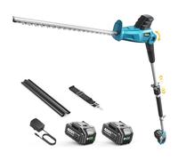 SEESII Cortasetos Telescópico Batería 20V, Cuchilla 50 cm, 2 Baterías 4,0Ah | Corte 18 mm, Alcance Telescópico 2,4 m, Motor 600W, Cabezal Ajustable 120°, 2400 SPM, Correa, Estructura Monobloque, 3,4 kg