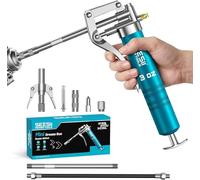 Seesii Mini Engrasadora Manual 85g, 4000 PSI, Kit Pistola de Engrase con Manguera Flexible, 4 Acoplamientos y Tubo de Extensión, para Motocicletas, Automoción, Maquinaria Agrícola y Náutica