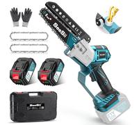 SEESII Mini Motosierra Batería 6 Pulgadas, Sin Escobillas Sierra Electrica Podar Arboles con 2×4000 mAh Baterías, Motosierra Eléctrica con Lubricador Automático, Compatible con Batería Makita 18V
