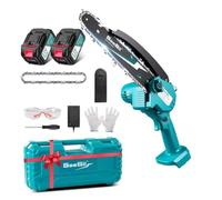 SEESII-Mini motosierra inalámbrica de 6 pulgadas, sierra eléctrica de 15,2 cm, sierra de poda recargable for carpintería y jardín, pin de batería Makita de 18V, 1 ud.(8in 2-battery 4.0Ah)